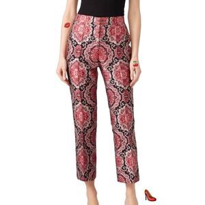 kate spade Red Runway Medallion Jacquard Kick Flare Leg Trousers Size 0